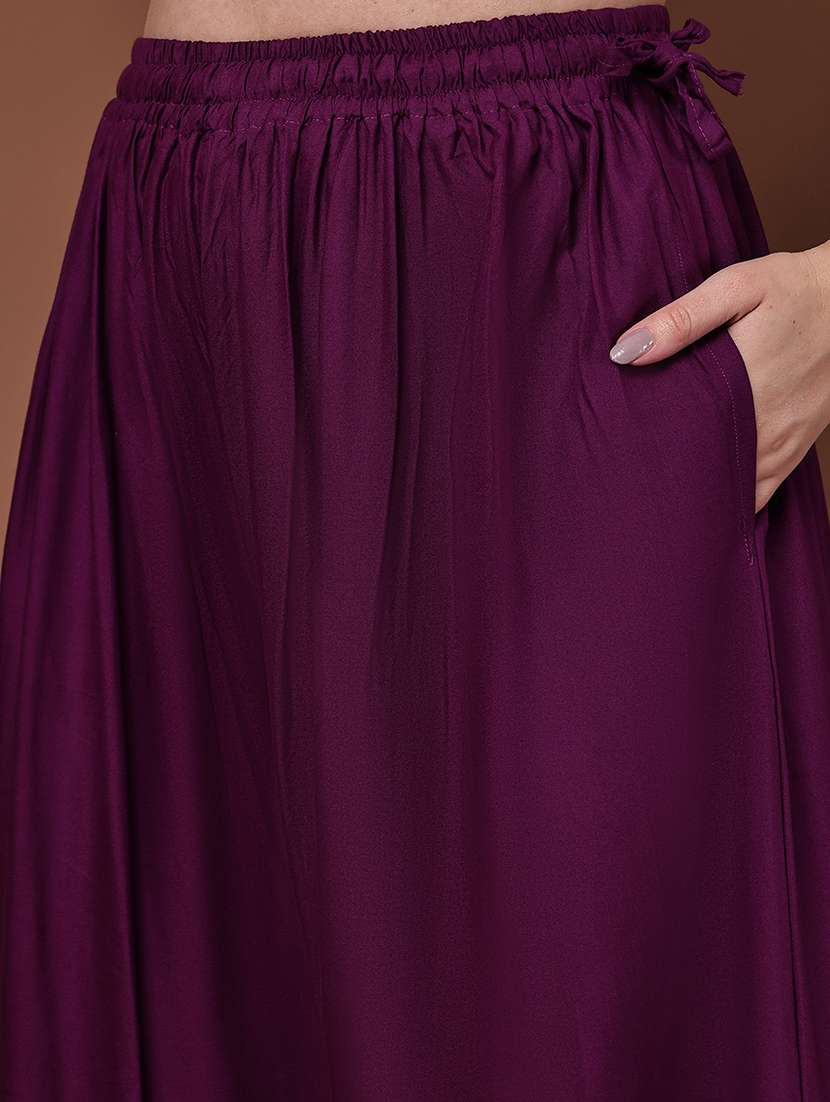 purple viscose palazzos - 22092367 -  Standard Image - 5
