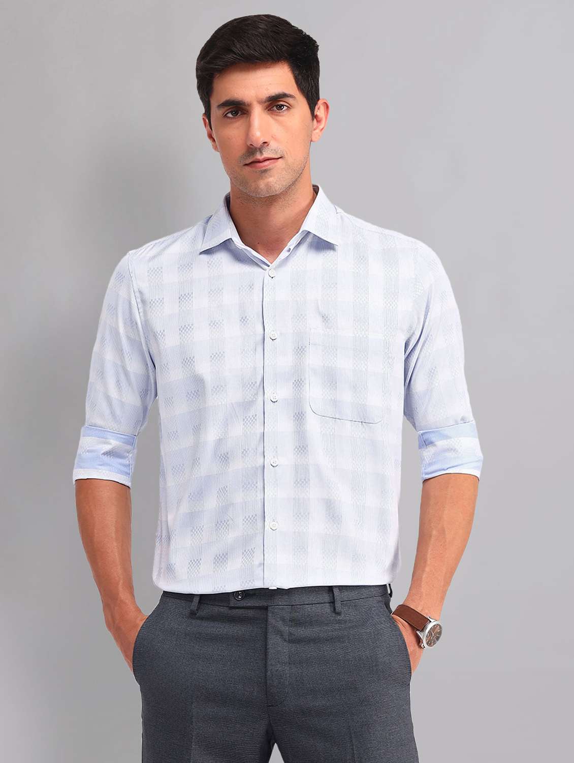 men checkered long sleeve regular fit casual shirt - 22092481 -  Zoom Image - 0