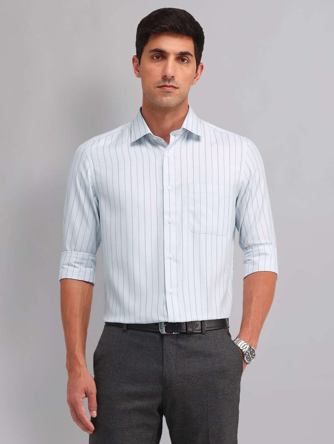 men striped long sleeve regular fit casual shirt - 22092482 - Zoom Image - 0