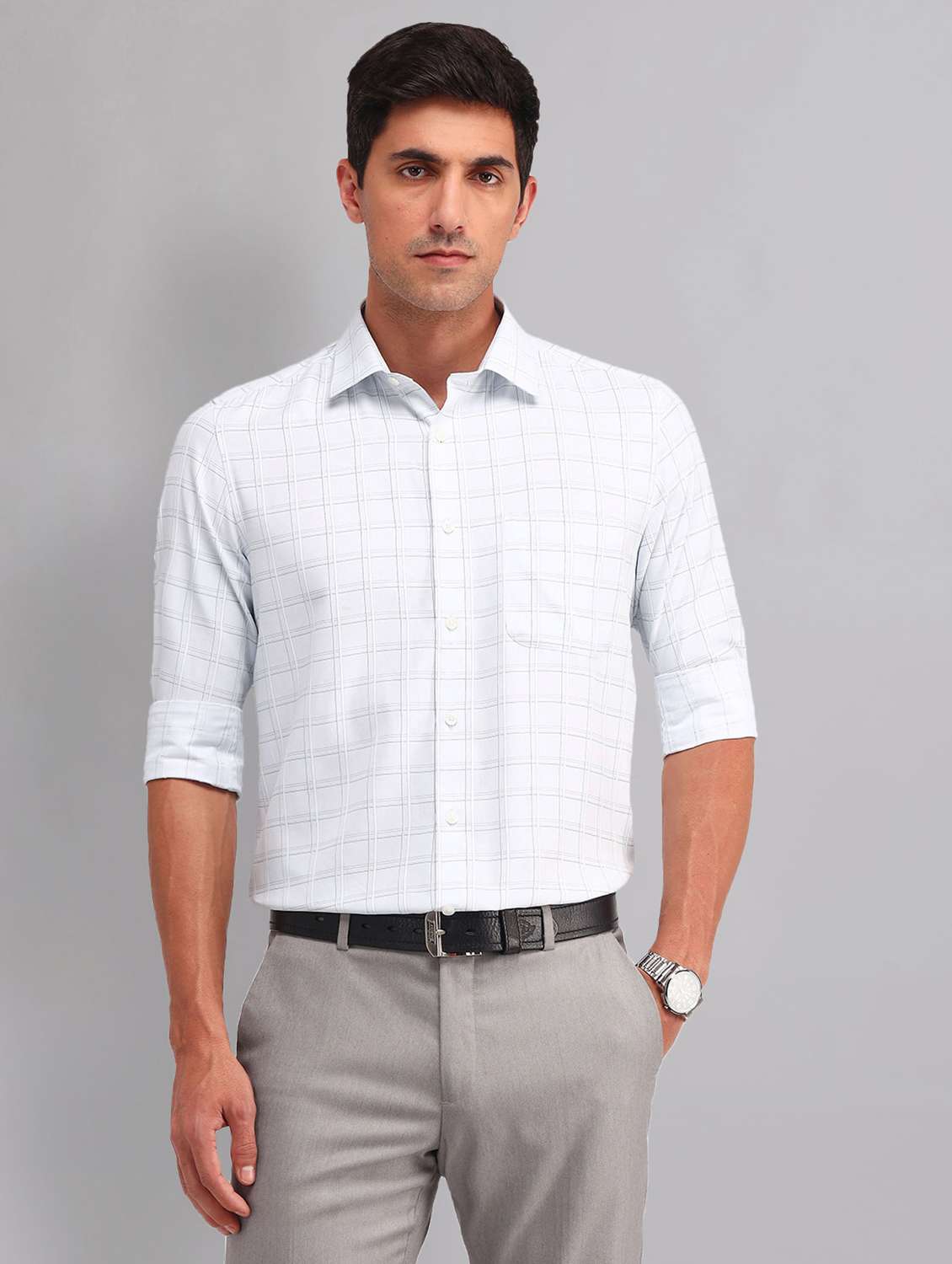 men checkered long sleeve regular fit casual shirt