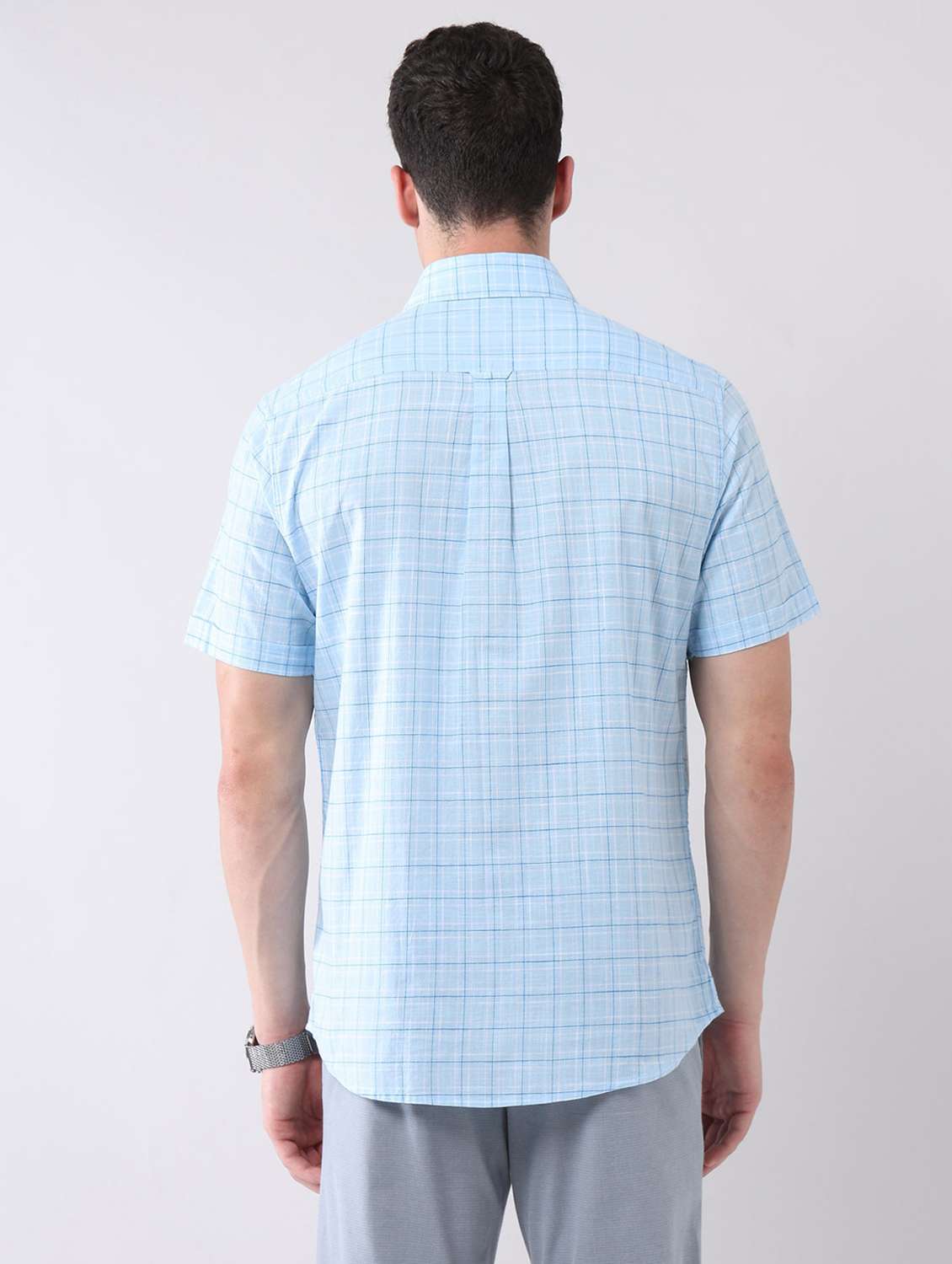 men checkered short sleeve regular fit casual shirt - 22092488 - Standard Image - 3