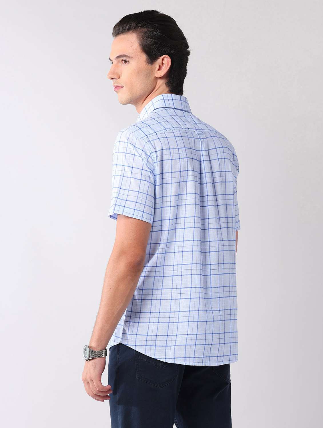 men checkered short sleeve regular fit casual shirt - 22092490 -  Standard Image - 3
