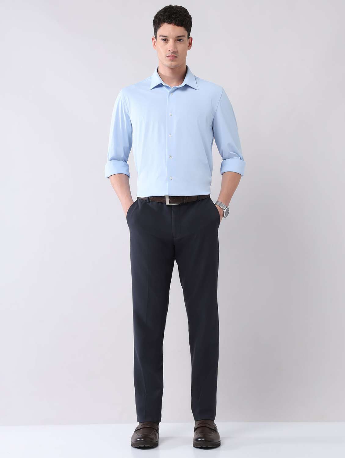 men solid long sleeve regular fit formal shirt - 22092506 - Standard Image - 3