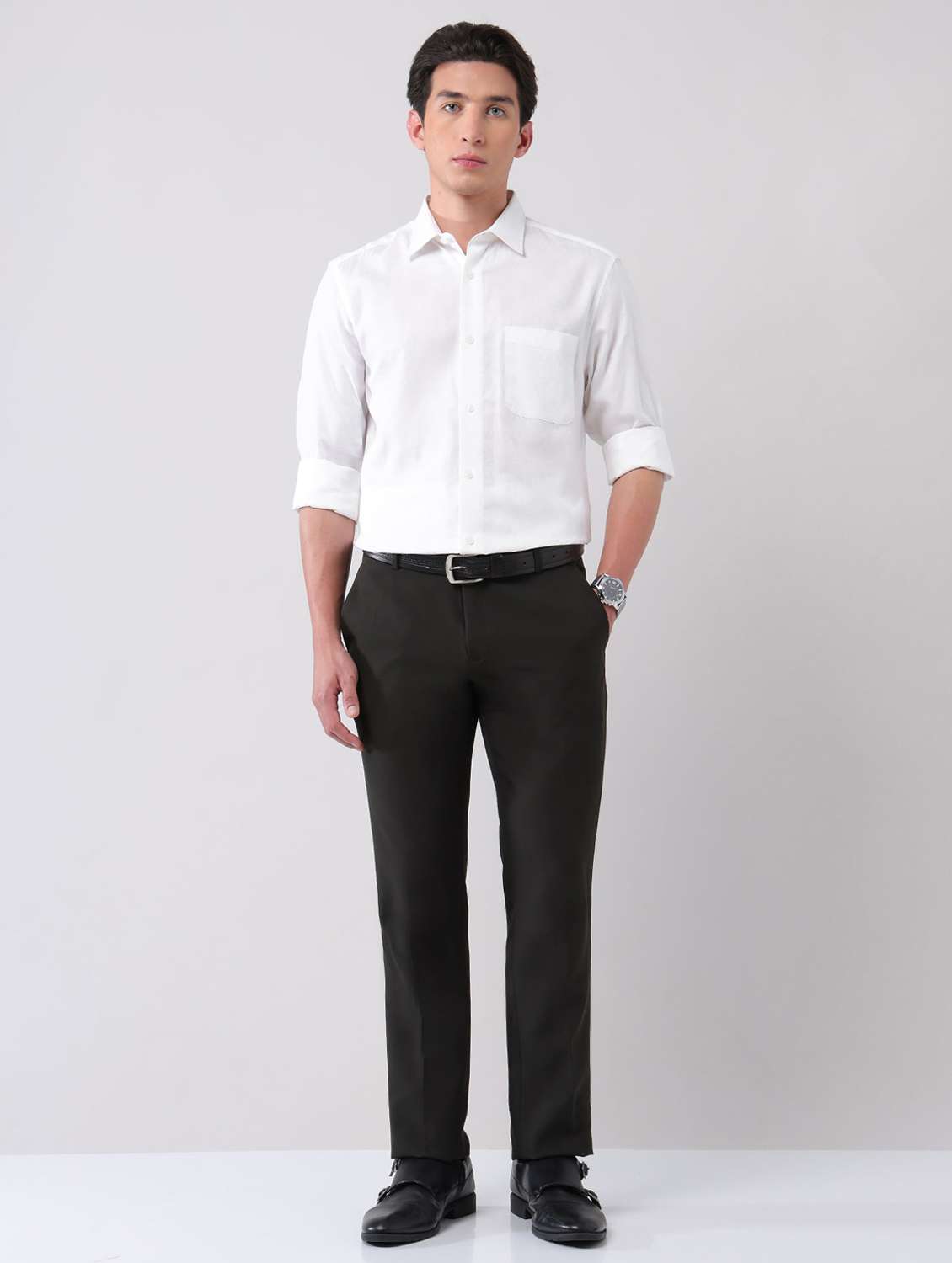 men self design long sleeve regular fit formal shirt - 22092513 - Standard Image - 3