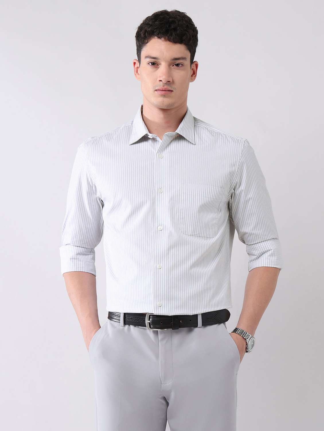 men striped long sleeve regular fit formal shirt - 22092514 -  Zoom Image - 0
