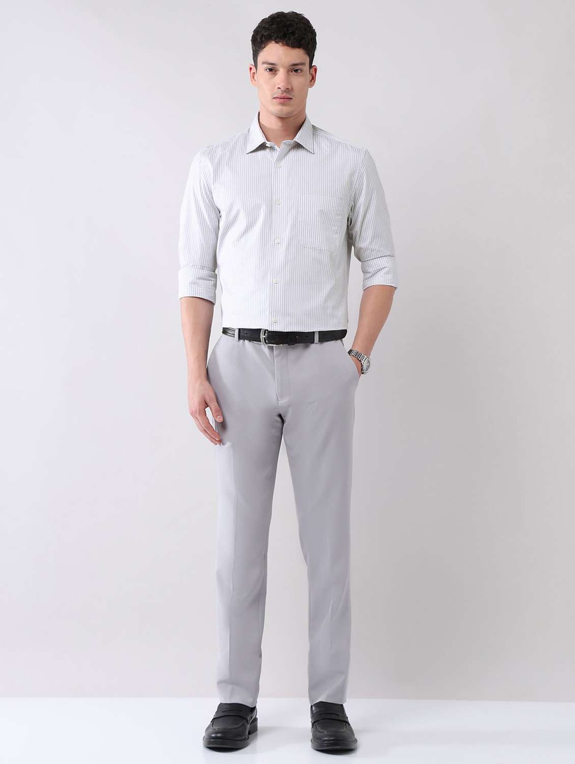men striped long sleeve regular fit formal shirt - 22092514 - Standard Image - 3