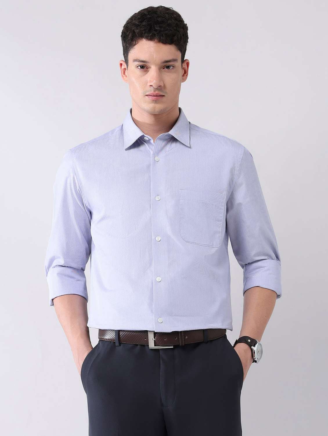 men striped long sleeve regular fit formal shirt - 22092516 - Zoom Image - 0