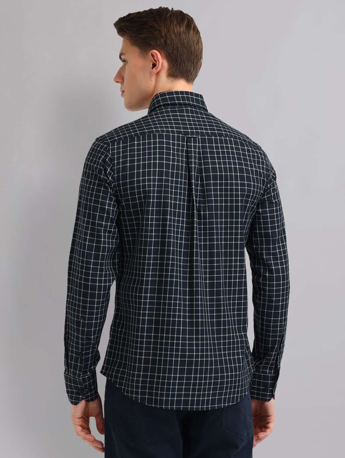 men checkered long sleeve regular fit casual shirt - 22092517 - Standard Image - 3