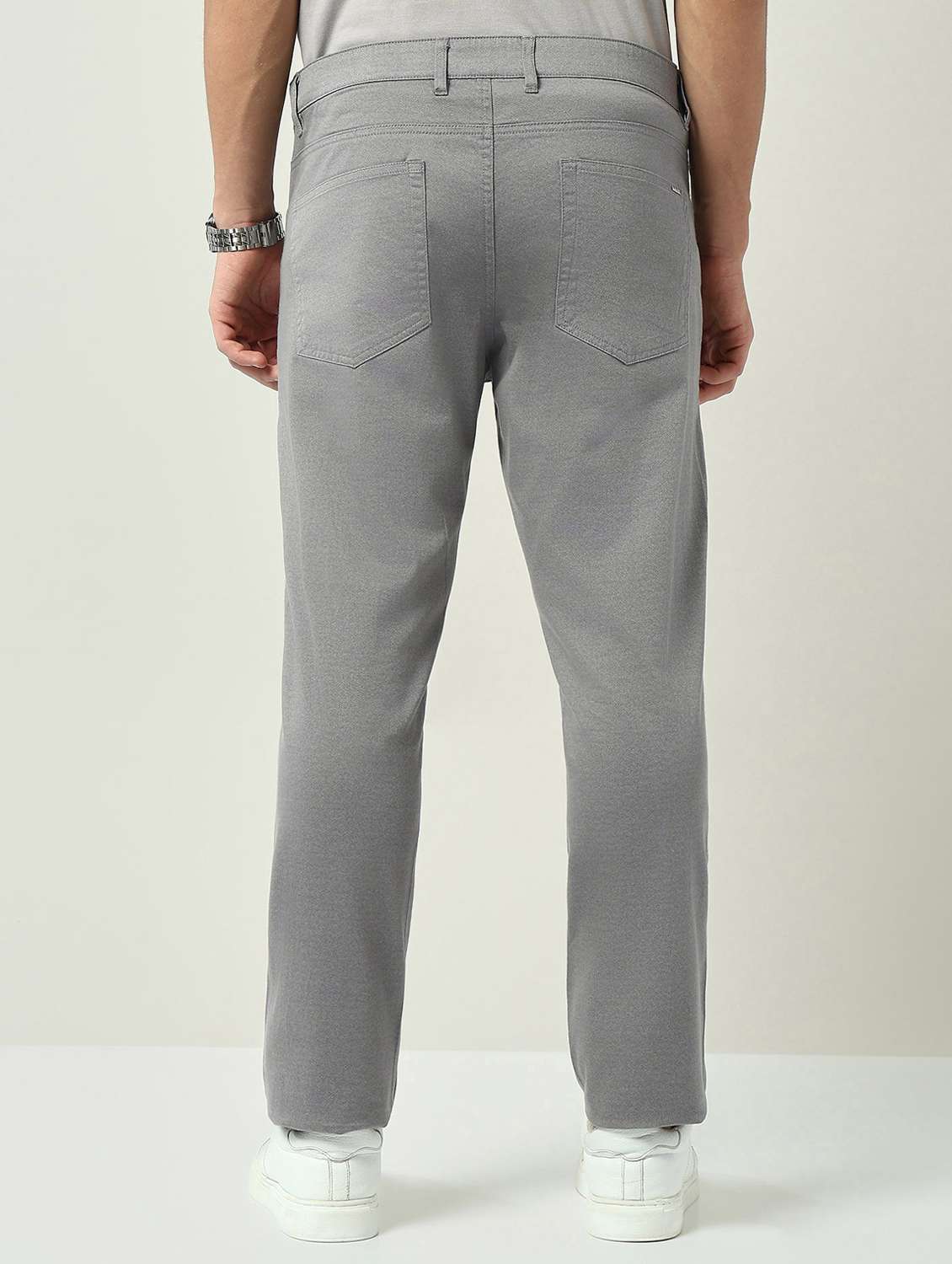 men solid mid rise flat front chinos trouser - 22092522 - Standard Image - 3