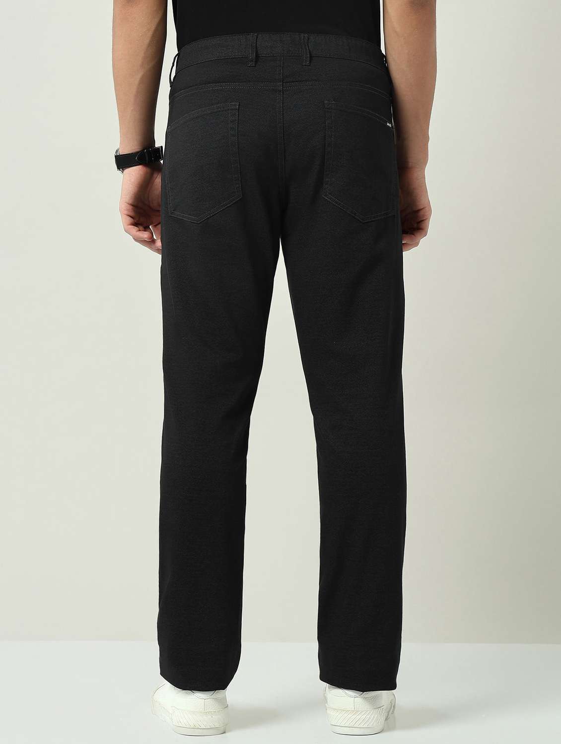 men solid mid rise flat front chinos trouser - 22092523 - Standard Image - 3