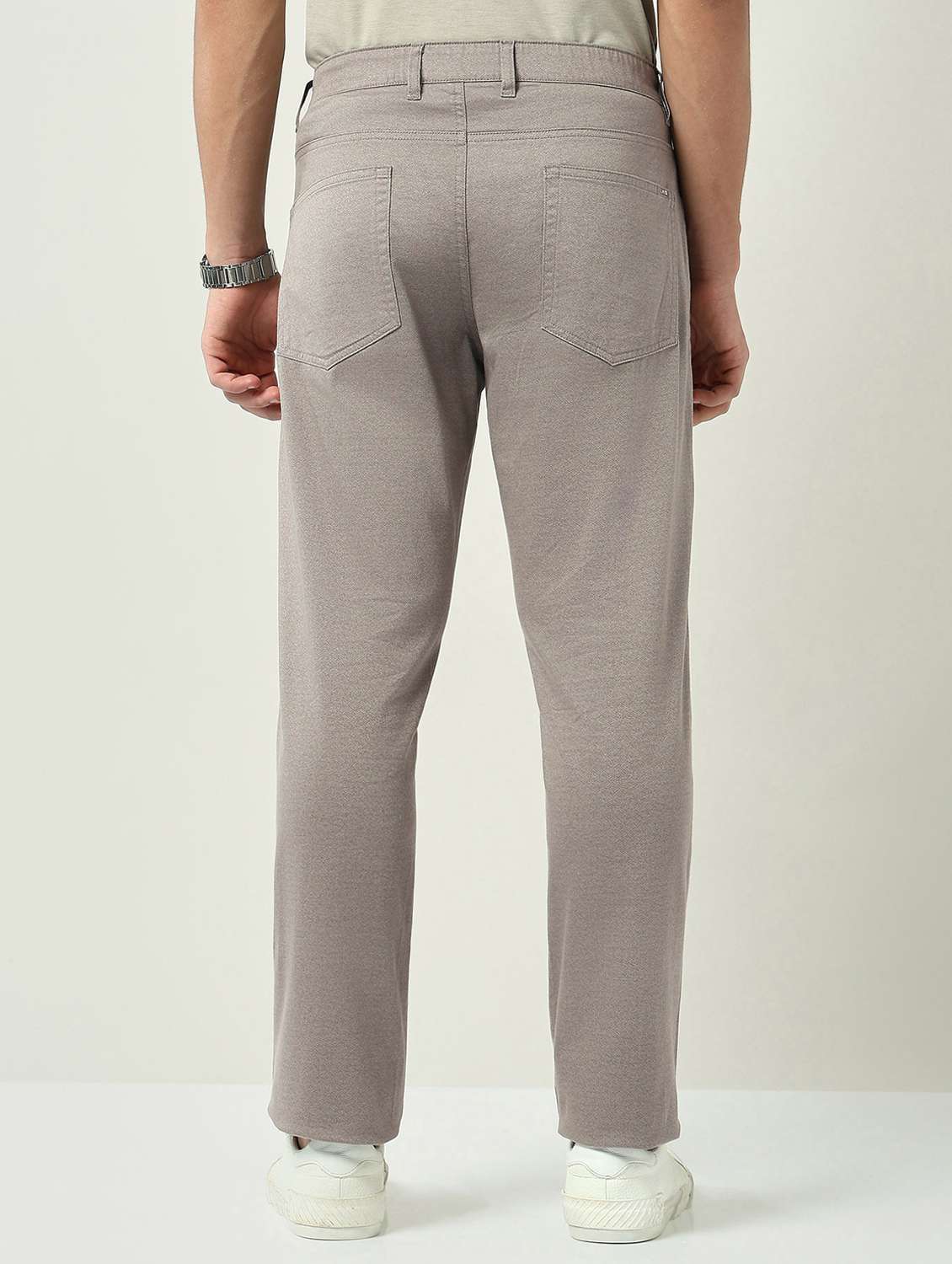 men solid mid rise flat front chinos trouser - 22092524 -  Standard Image - 3