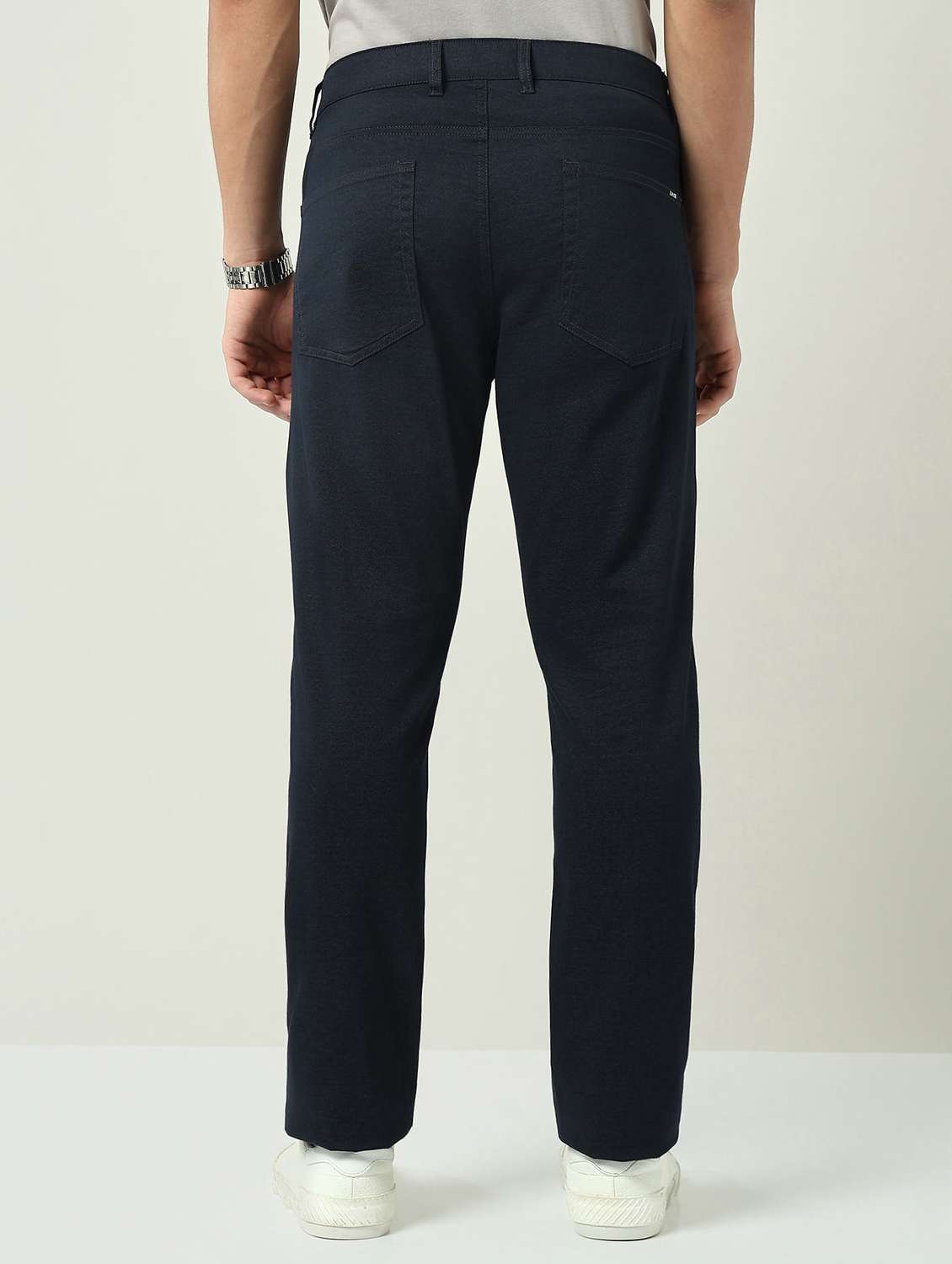 men solid mid rise flat front chinos trouser - 22092525 -  Standard Image - 3