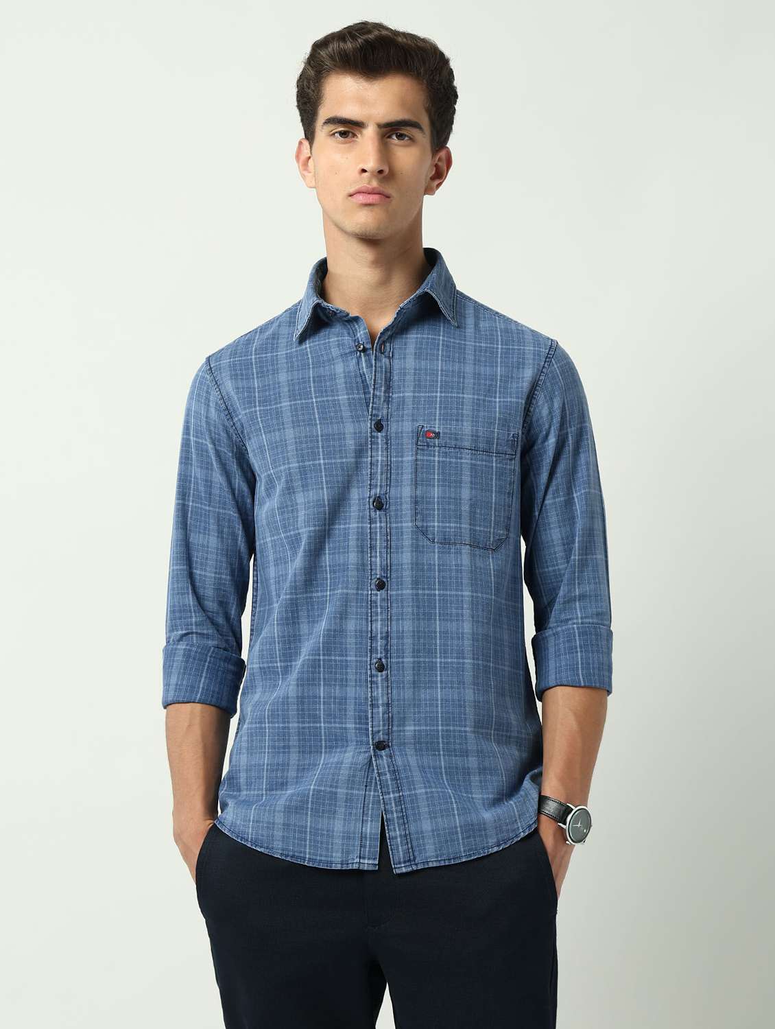 men checkered long sleeve regular fit casual shirt - 22092540 - Zoom Image - 0