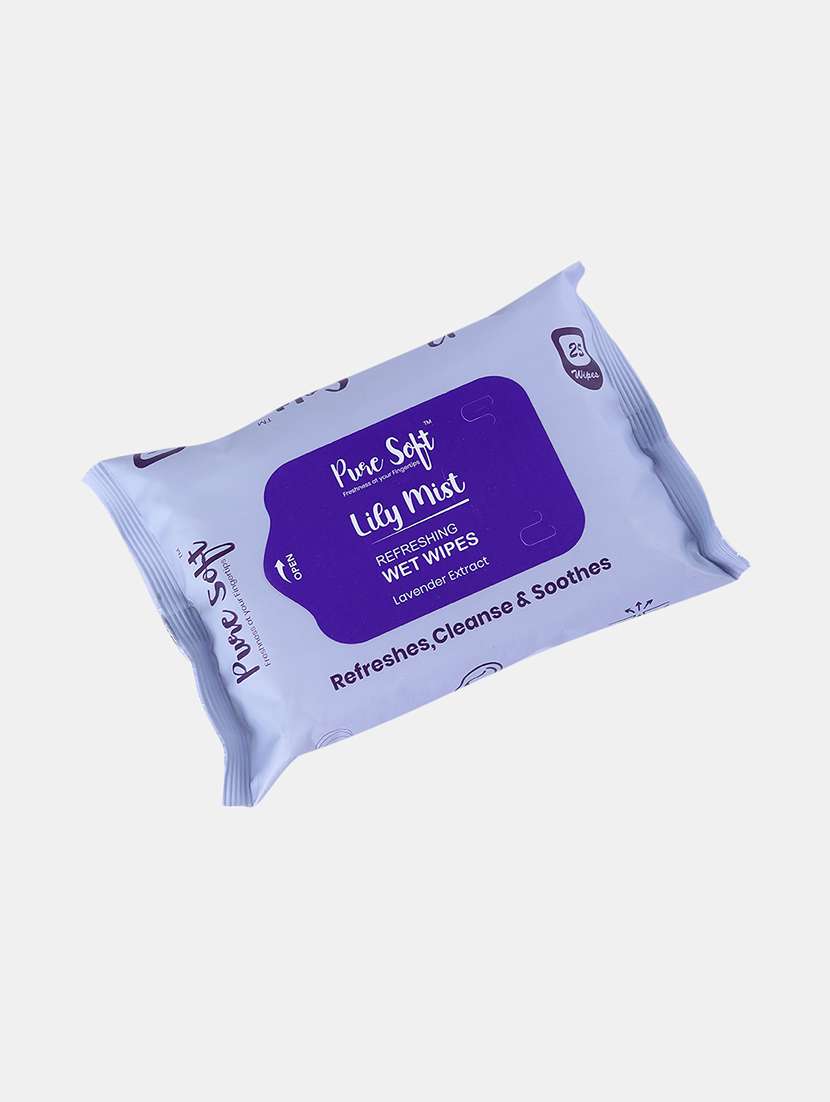 puresoft refreshing wipes lily mist 25's