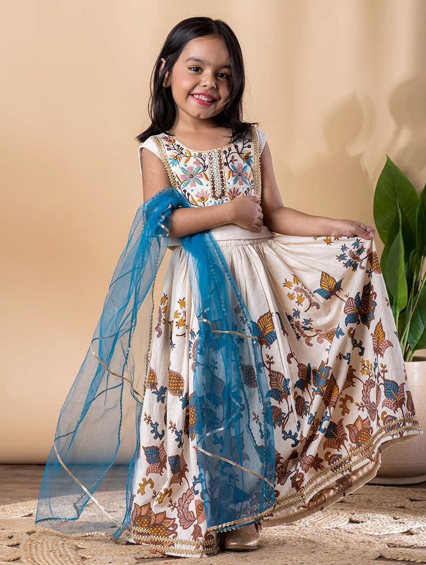 girls floral print lehenga and choli with dupata