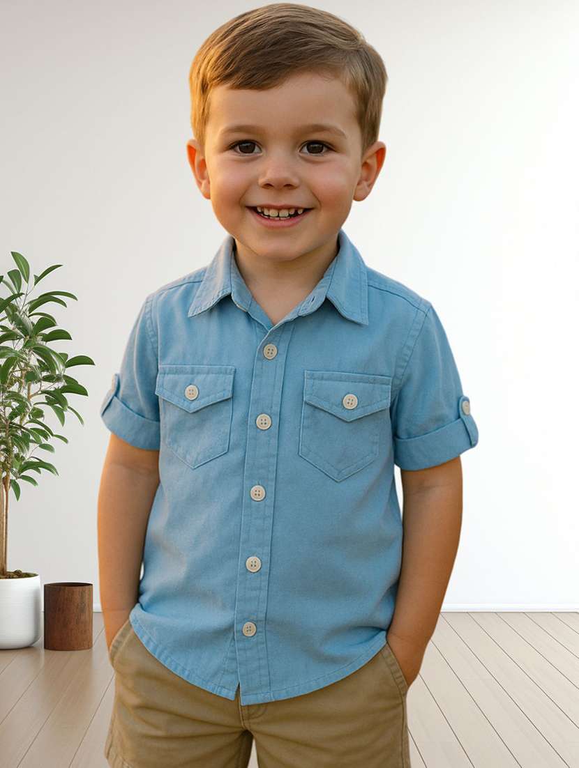 boys solid short sleeve regular fit shirt