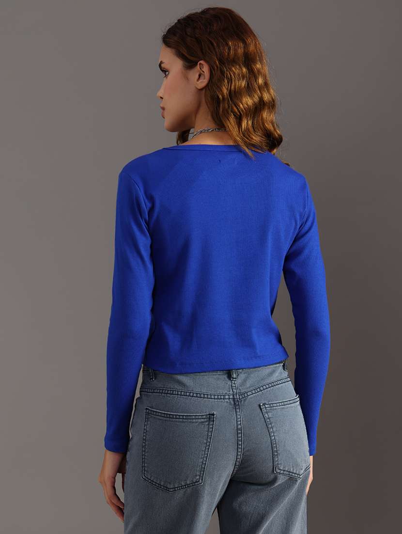 women solid long sleeve regular fit top - 22092710 - Standard Image - 3