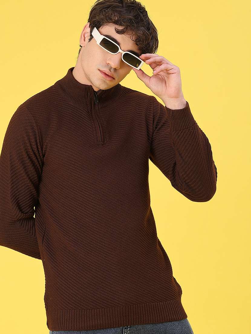 men solid long sleeve pullover