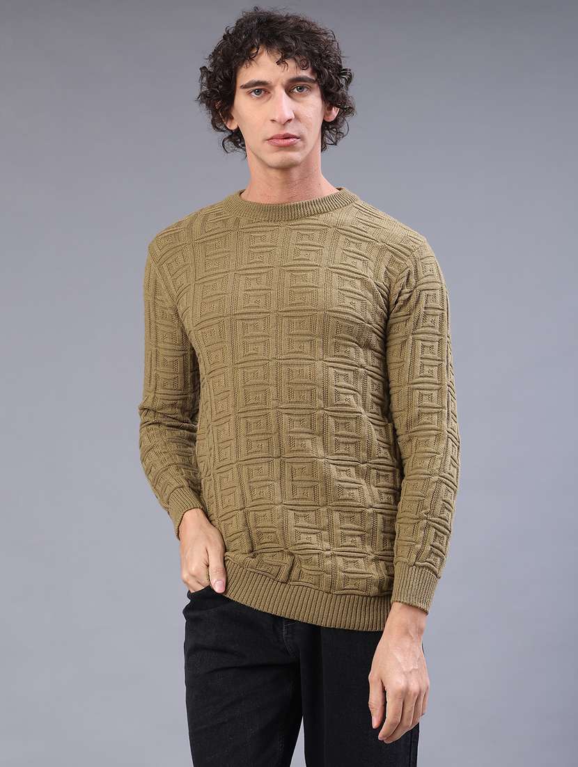 men self design long sleeve regular fit pullover  - 22092735 -  Zoom Image - 0