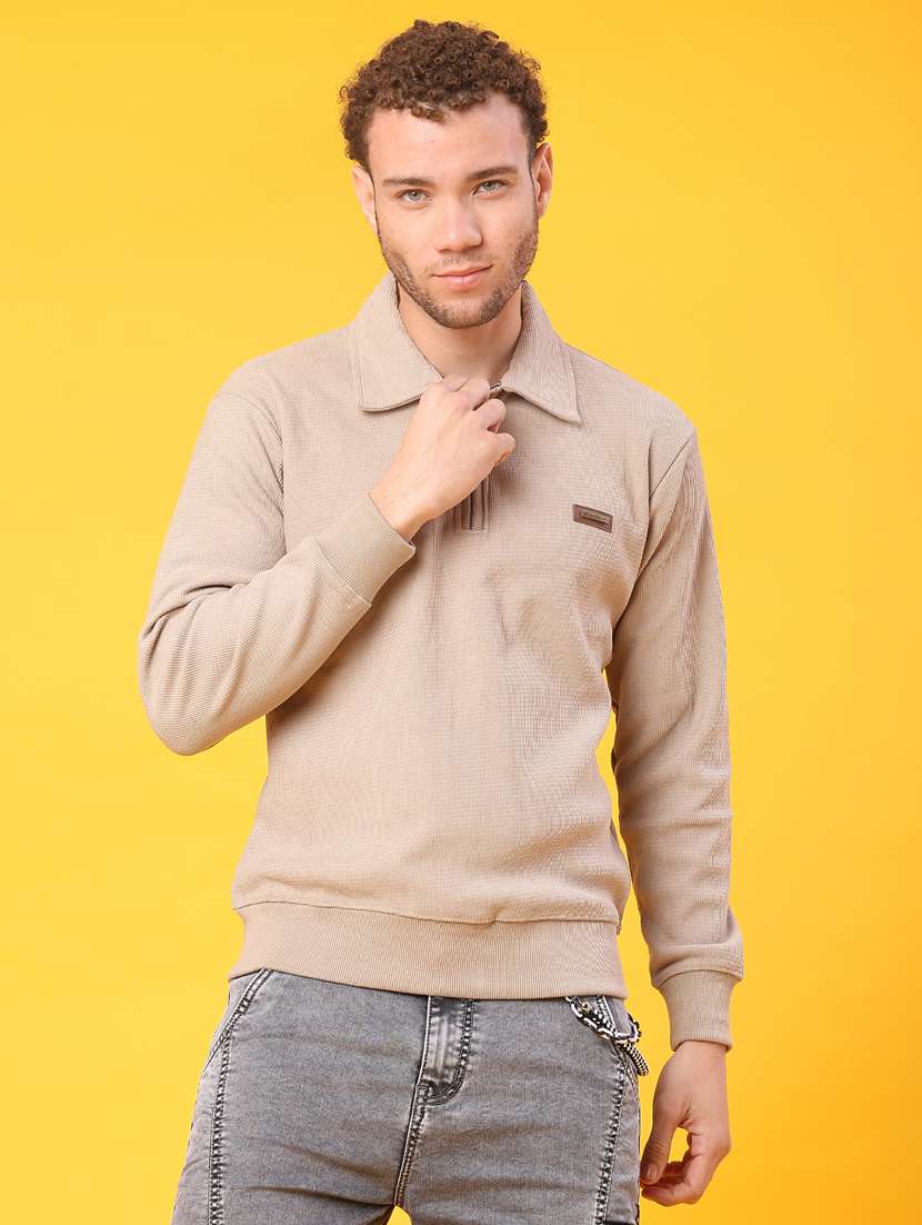 men self design long sleeve regular fit sweatshirt