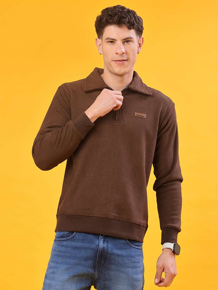 men self design long sleeve regular fit sweatshirt