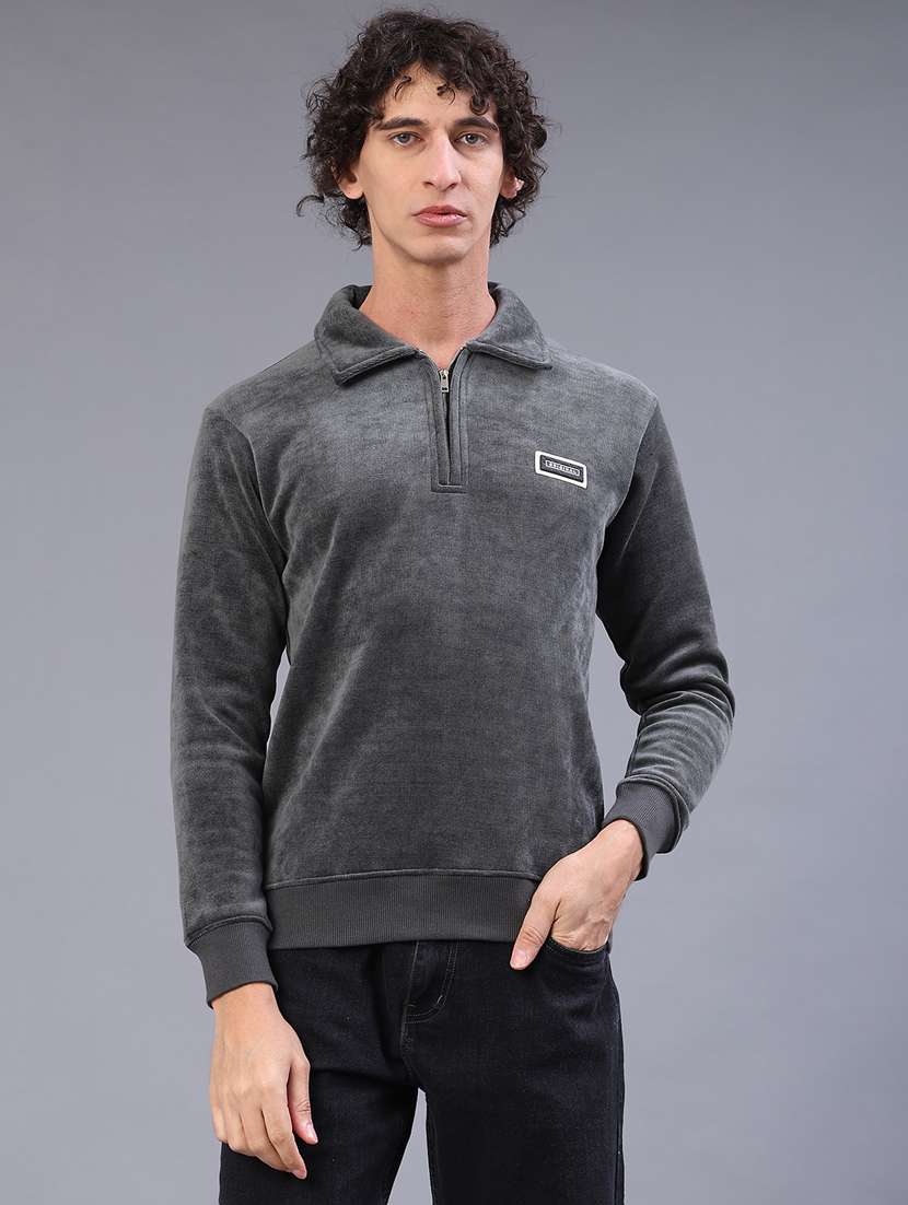 men self design long sleeve regular fit sweatshirt