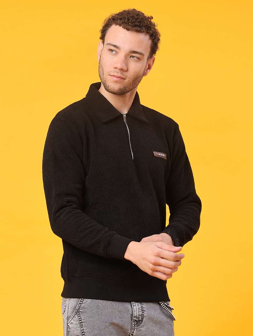 men self design long sleeve regular fit sweatshirt