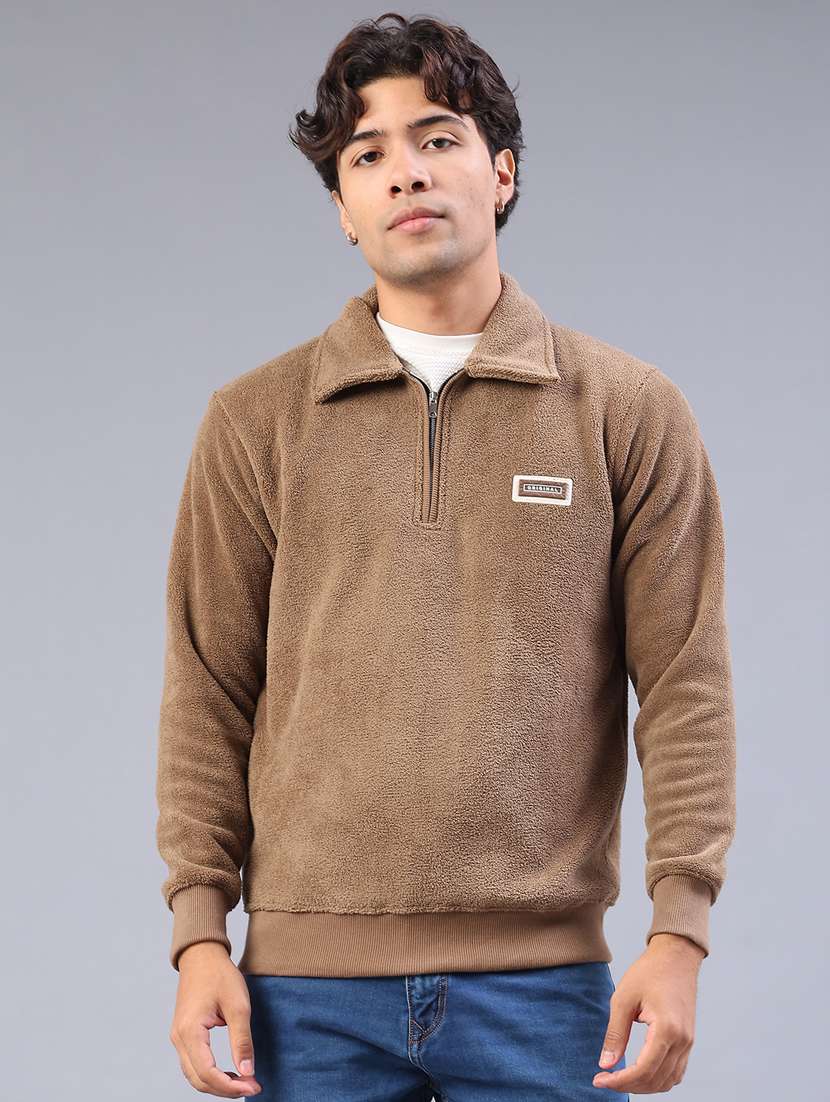 men self design long sleeve regular fit sweatshirt