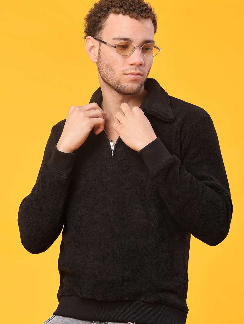 men self design long sleeve regular fit sweatshirt