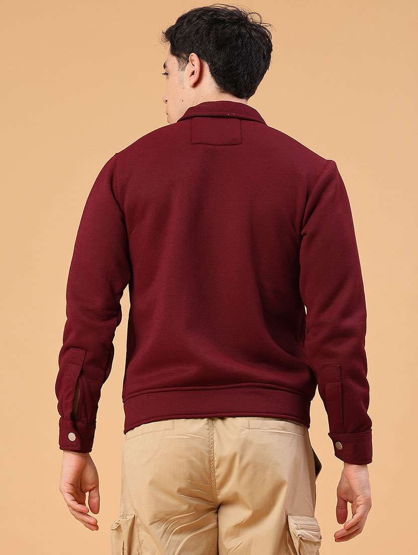 Men Solid Collared Long Sleeve Shacket - 22092829 -  Standard Image - 3