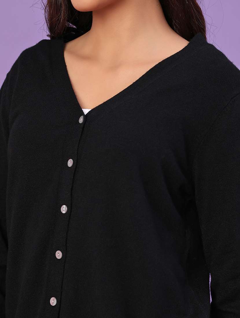 women solid long sleeve cardigan - 22092883 -  Standard Image - 5