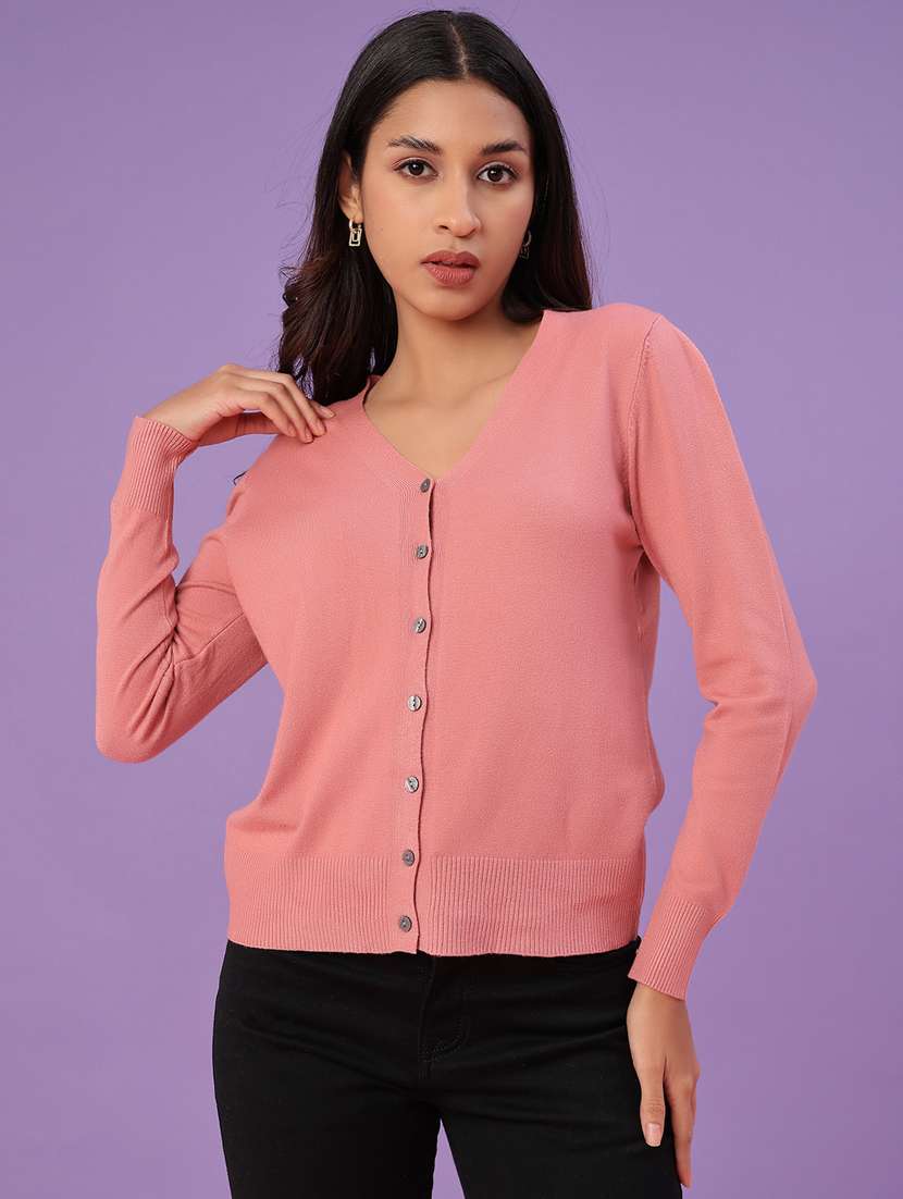 women solid long sleeve cardigan