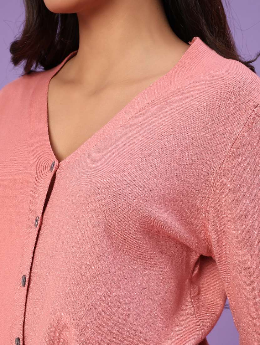 women solid long sleeve cardigan - 22092885 -  Standard Image - 5