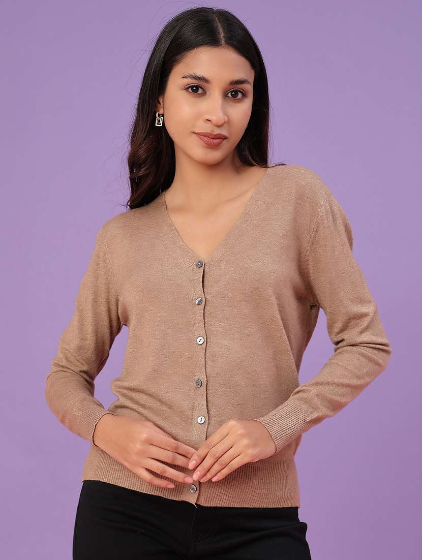 women solid long sleeve cardigan