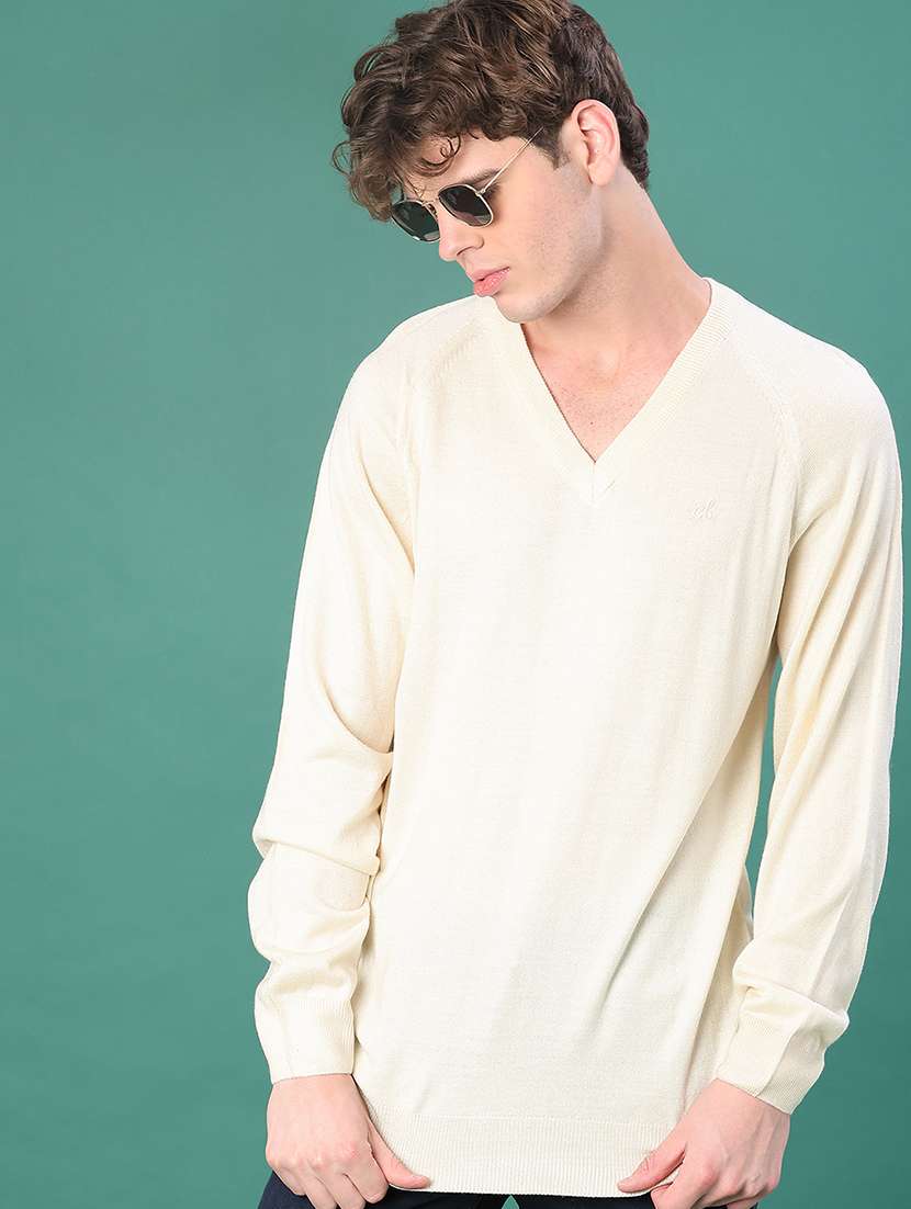 men solid long sleeve regular fit pullover