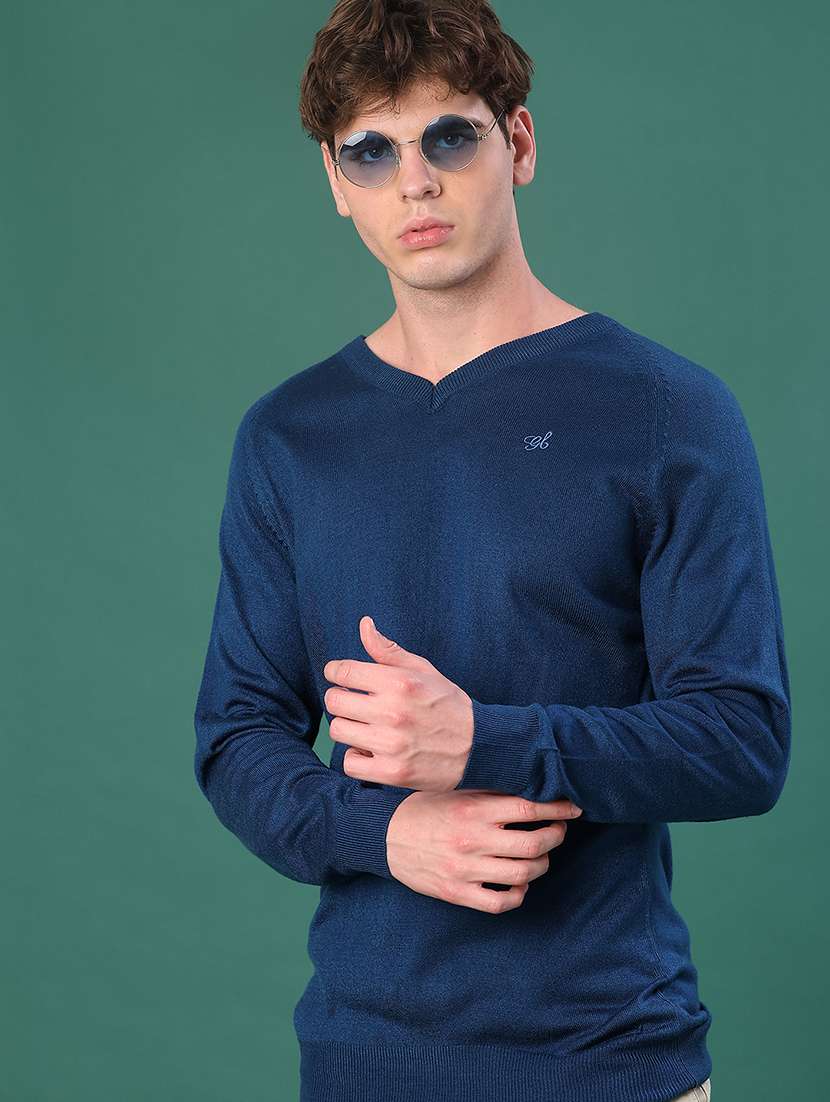 men solid long sleeve regular fit pullover - 22092925 -  Zoom Image - 0