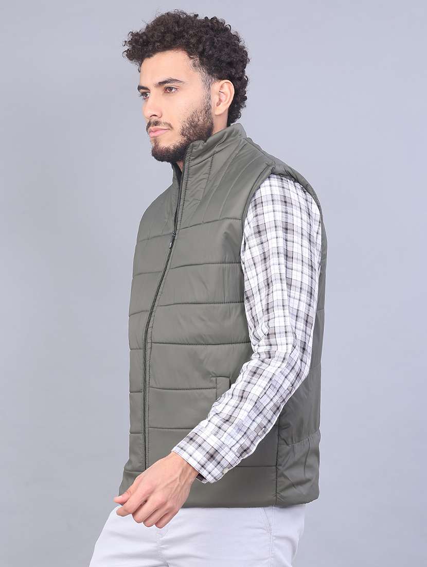 men solid sleeveless regular fit puffer jacket - 22092947 -  Standard Image - 3