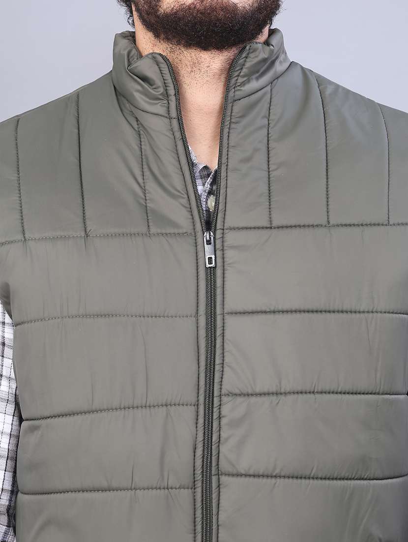 men solid sleeveless regular fit puffer jacket - 22092947 -  Standard Image - 5