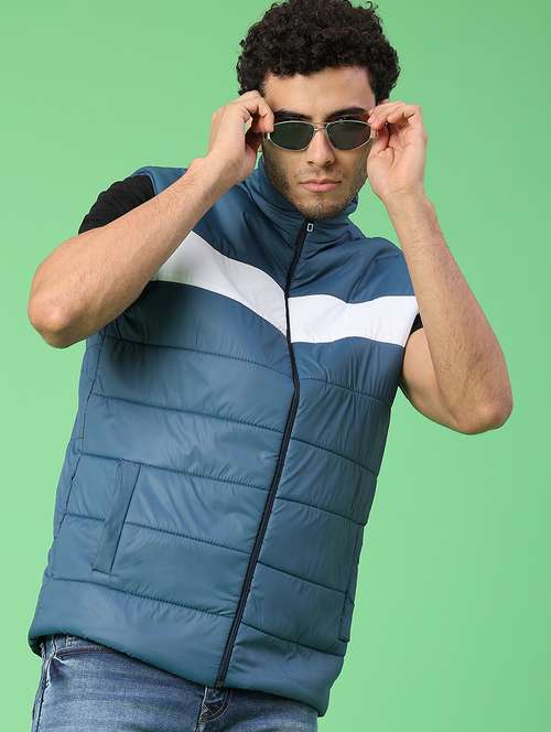 men color block sleeveless lightweight puffer jacket - 22092948 -  Standard Image - 0