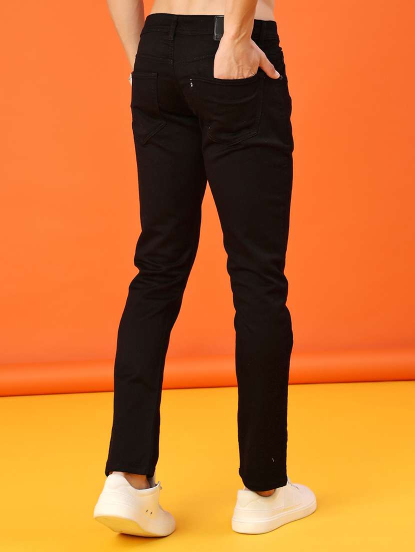men plain mid rise full length slim fit jeans - 22092949 -  Standard Image - 3