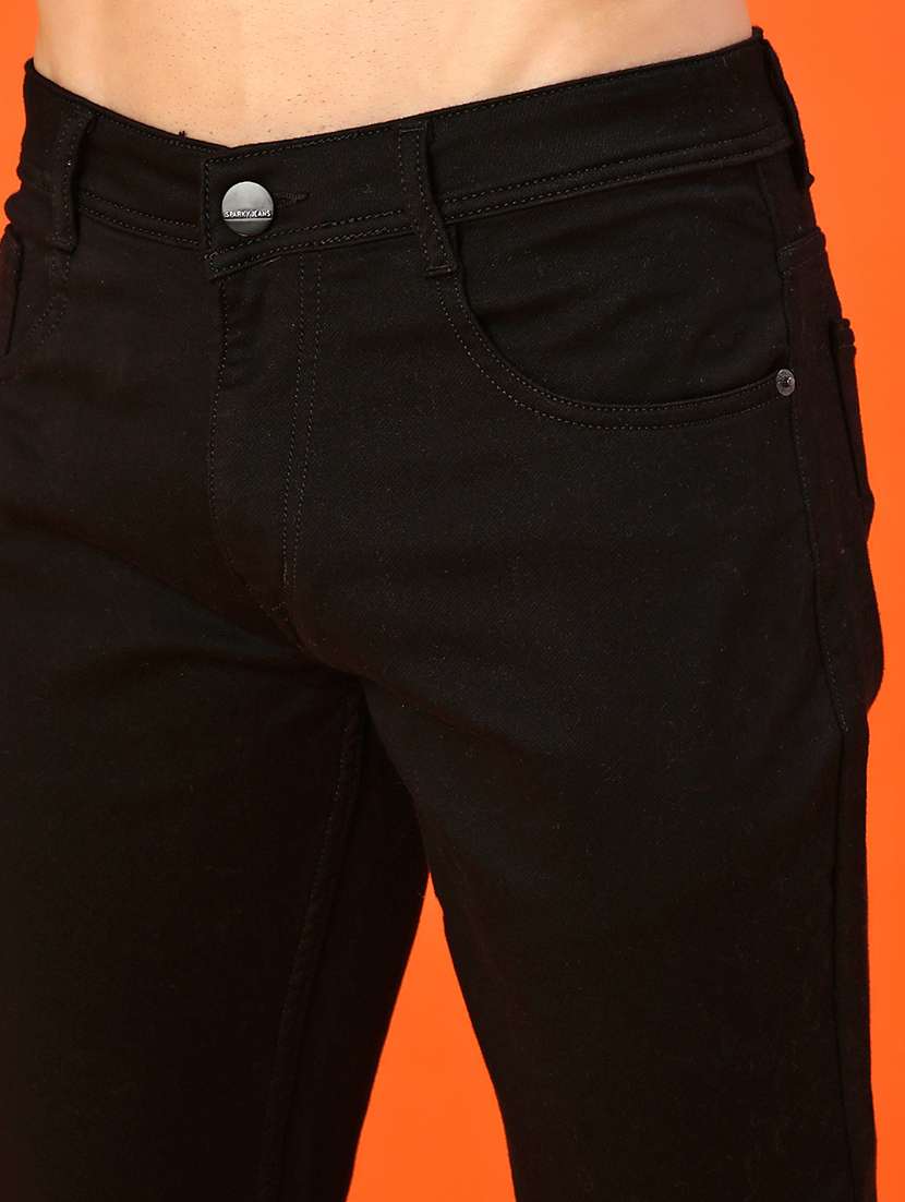 men plain mid rise full length slim fit jeans - 22092949 -  Standard Image - 5