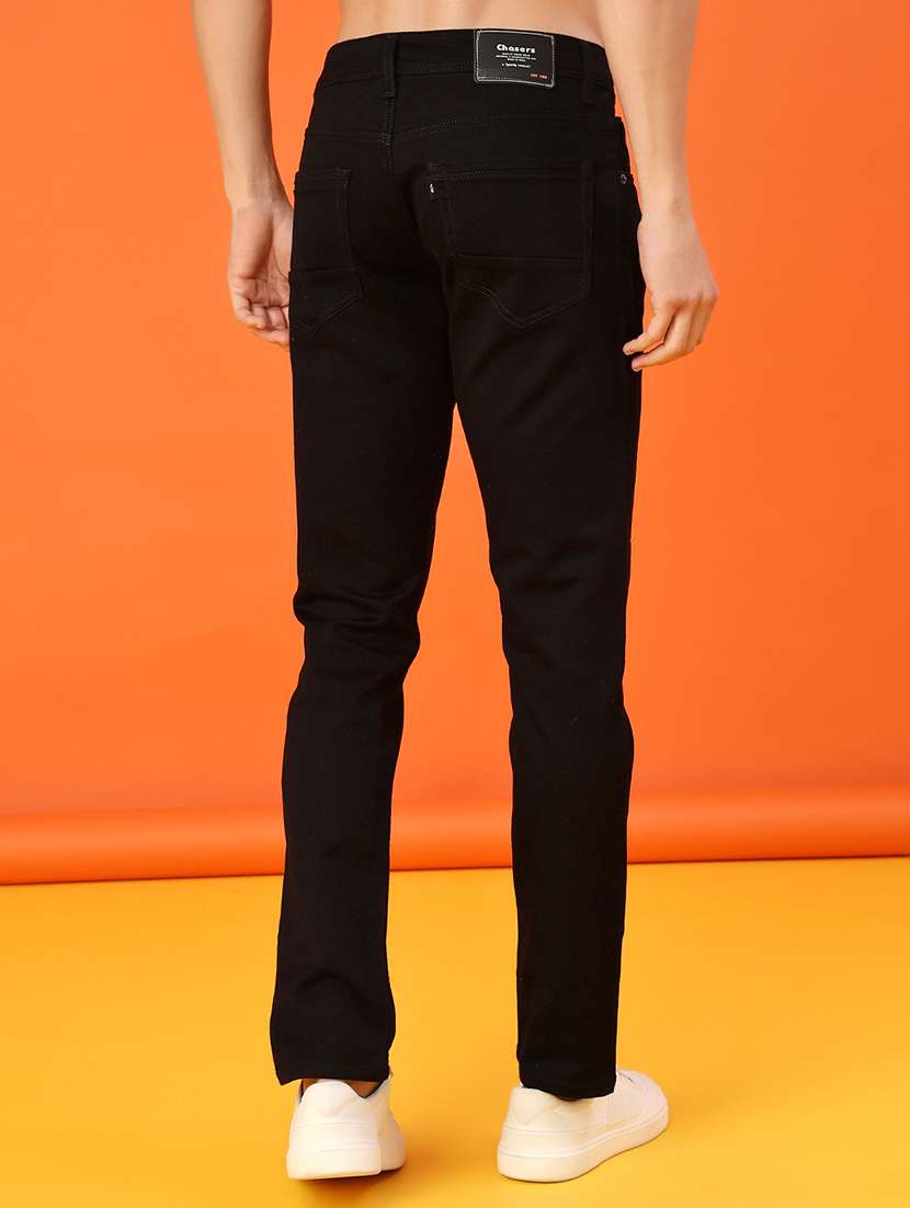 men plain mid rise full length slim fit jeans - 22092950 -  Standard Image - 3