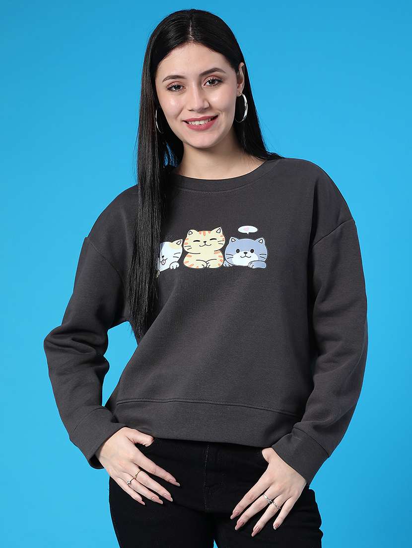 women chest print long sleeve sweatshirt