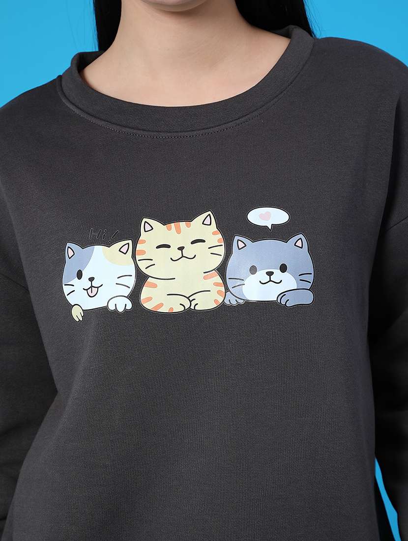 women chest print long sleeve sweatshirt - 22092959 -  Standard Image - 5