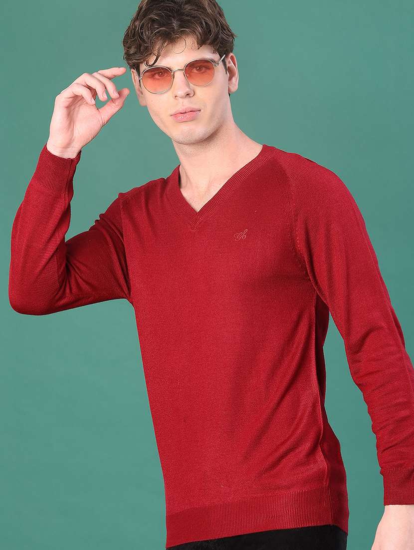 men solid long sleeve regular fit pullover - 22092962 -  Zoom Image - 0