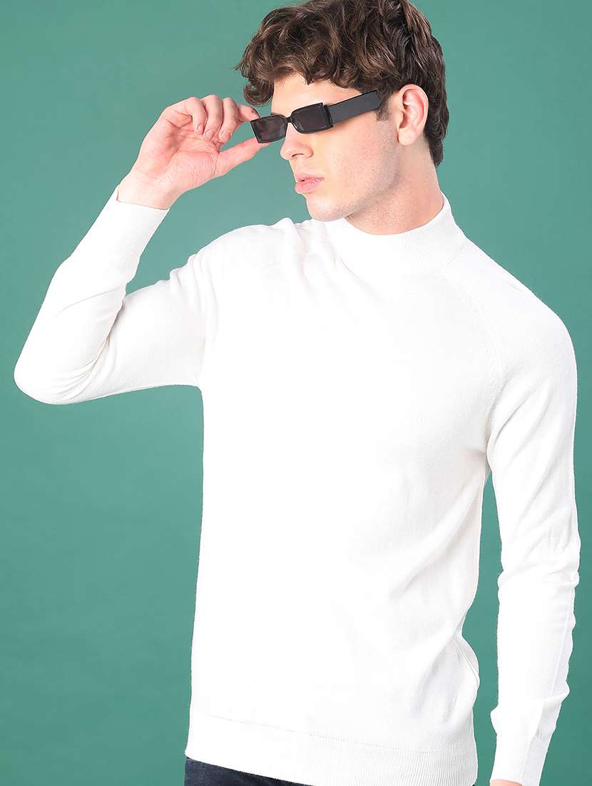 men solid long sleeve regular fit pullover