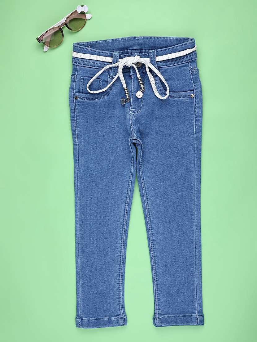 girls plain mid rise jeans 