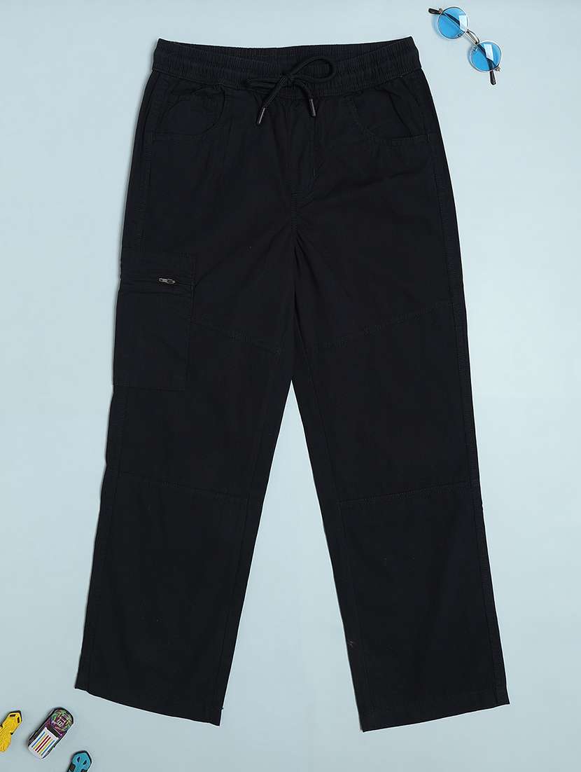 boys plain mid rise regular fit cargo
