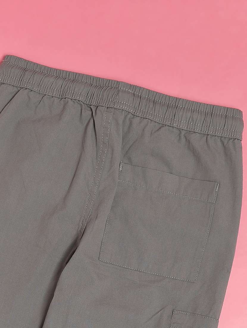 boys plain mid rise regular fit cargo - 22093021 -  Standard Image - 3