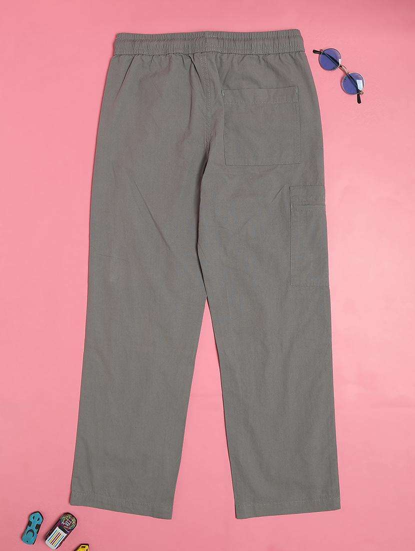 boys plain mid rise regular fit cargo - 22093021 -  Standard Image - 3